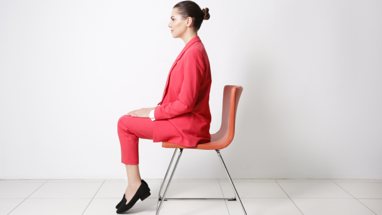 A women sitting with good posture
