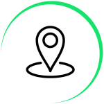Graphic showing a location icon to represent chiropractor near me, physio near me, sports massage near me
